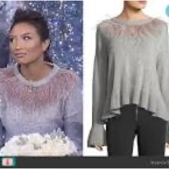 cinq a sept sweater, pink ostrich feather neck detail - Picture 3 of 6